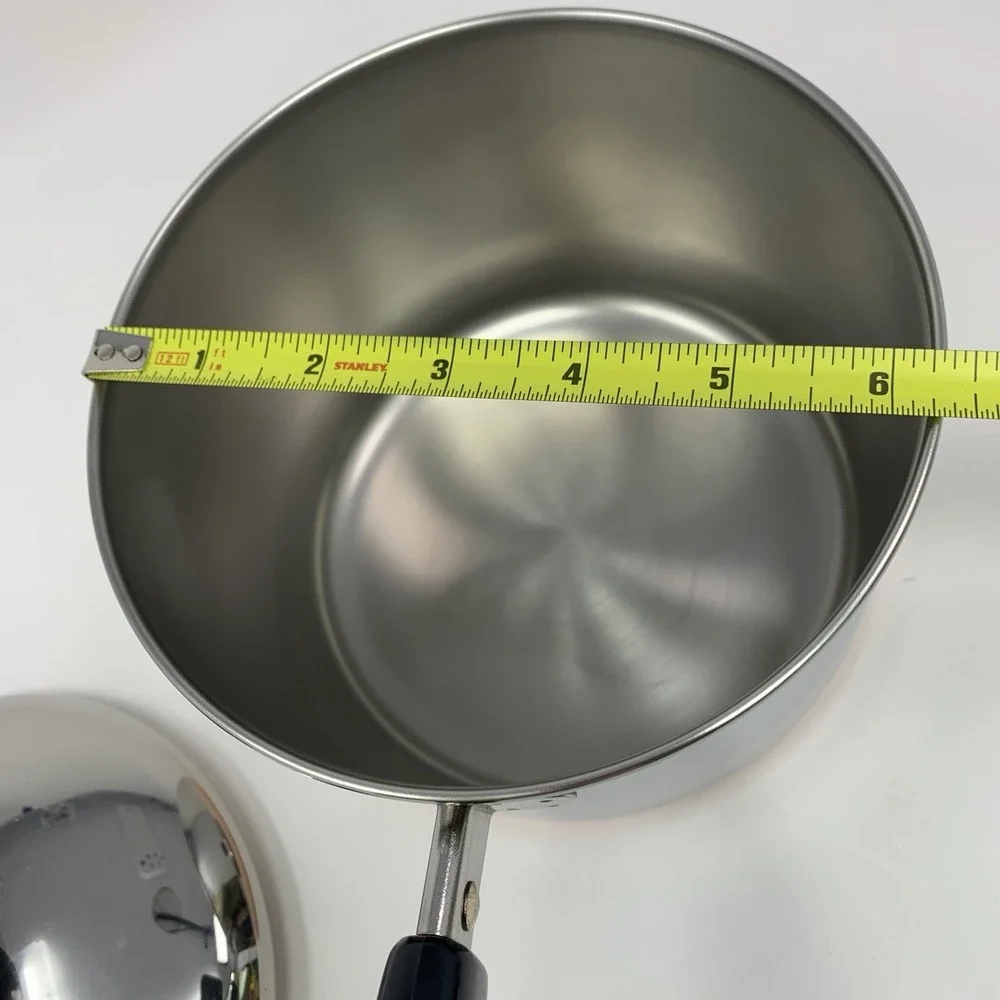 Vintage Revere Ware Copper Bottom Tall 2 Quart Pot Saucepan w Lid '82 New